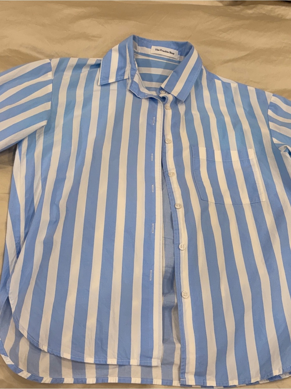 The Frankie Shop women’s Blue & White Vertical Stripe Button-Down Shirt